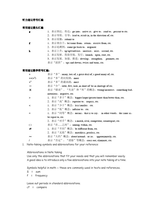 听力速记符号汇编-适合雅思听力、高级口译