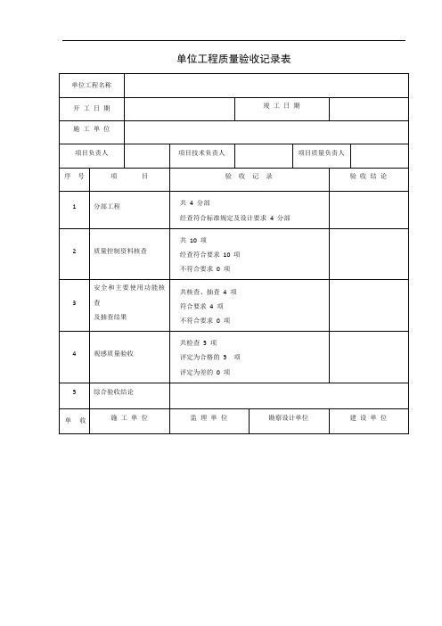 单位工程质量验收记录表