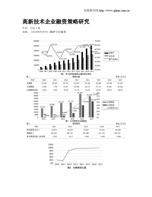 高新技术企业融资策略研究