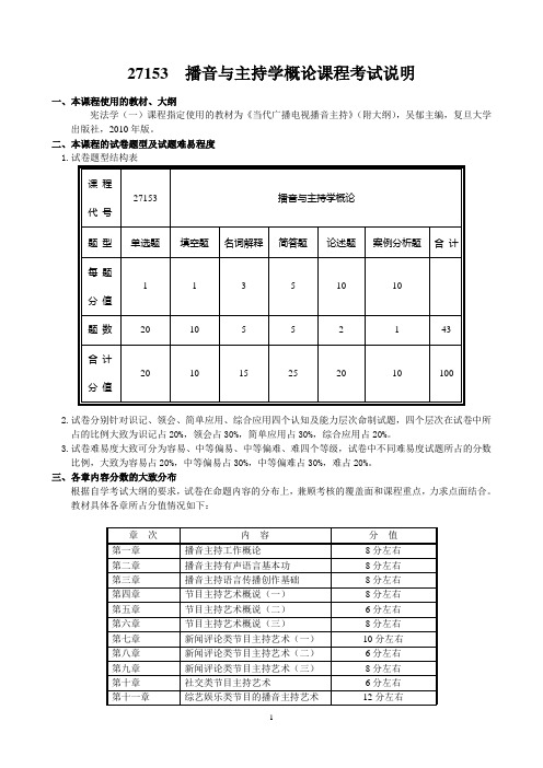 27153播音与主持学概论课程考试说明