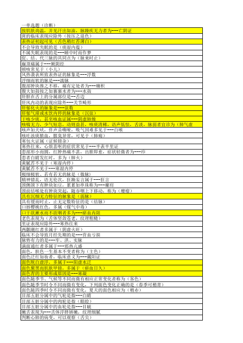 中医诊断学 模拟试题