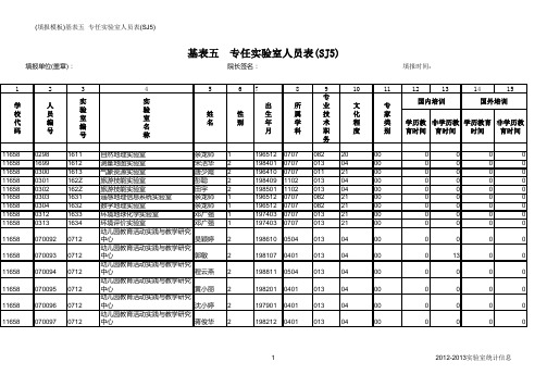 (2)专任实验室人员表(SJ5)(模板)2012-2013