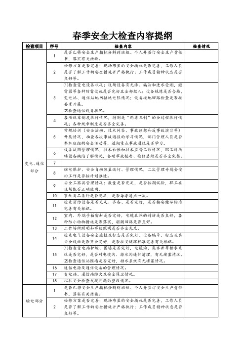 春季安全大检查内容提纲