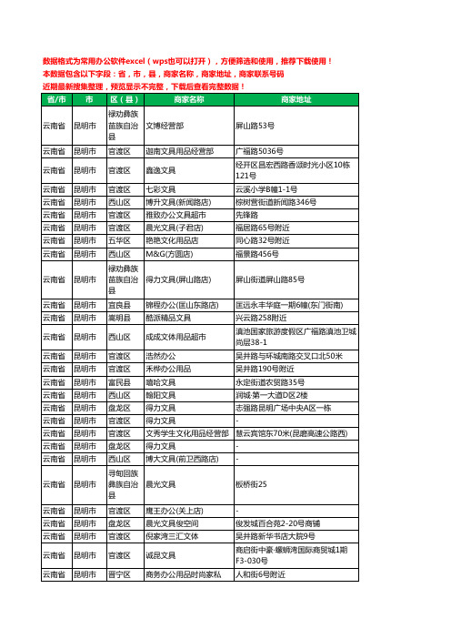 2020新版云南省昆明市文具工商企业公司商家名录名单黄页联系电话号码地址大全1153家