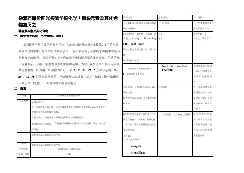 化学1非金属元素及其化合物复习教案设计