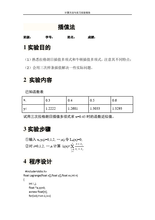 计算方法上机4插值法