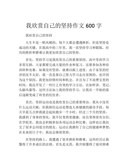 我欣赏自己的坚持作文600字