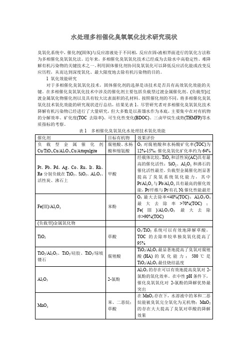 水处理多相催化臭氧氧化技术研究现状