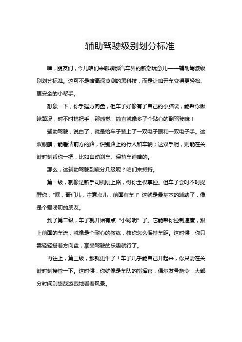 辅助驾驶级别划分标准