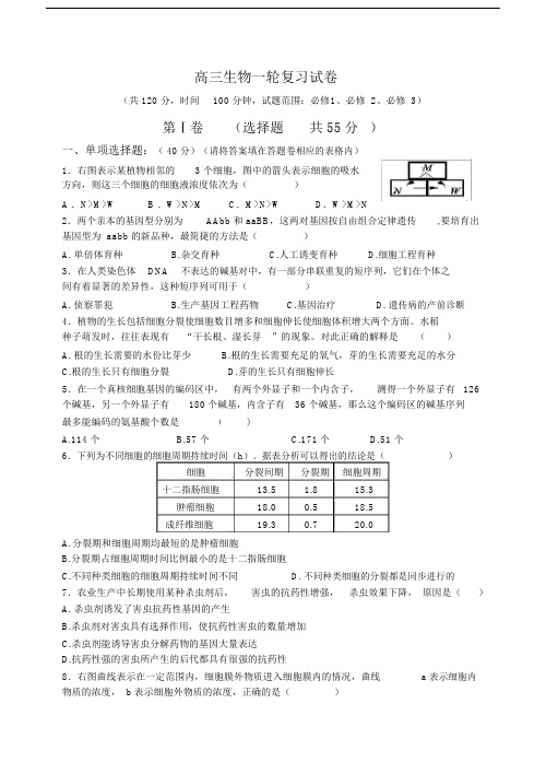 高三生物一轮复习试卷.doc