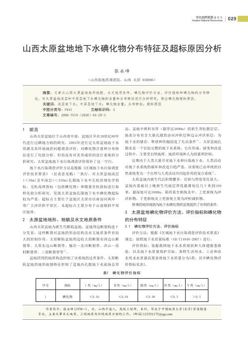 山西太原盆地地下水碘化物分布特征及超标原因分析