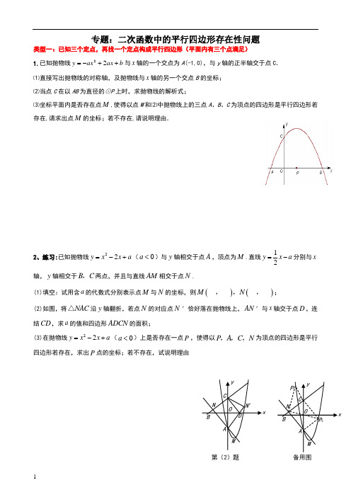 二次函数,平行四边形存在性问题