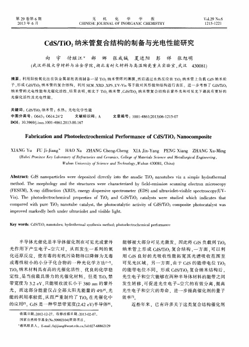 CdS／TiO2纳米管复合结构的制备与光电性能研究