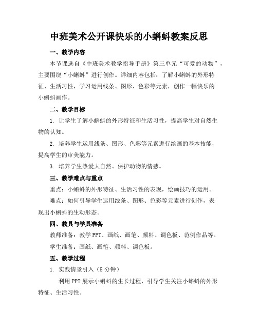 中班美术公开课快乐的小蝌蚪教案反思