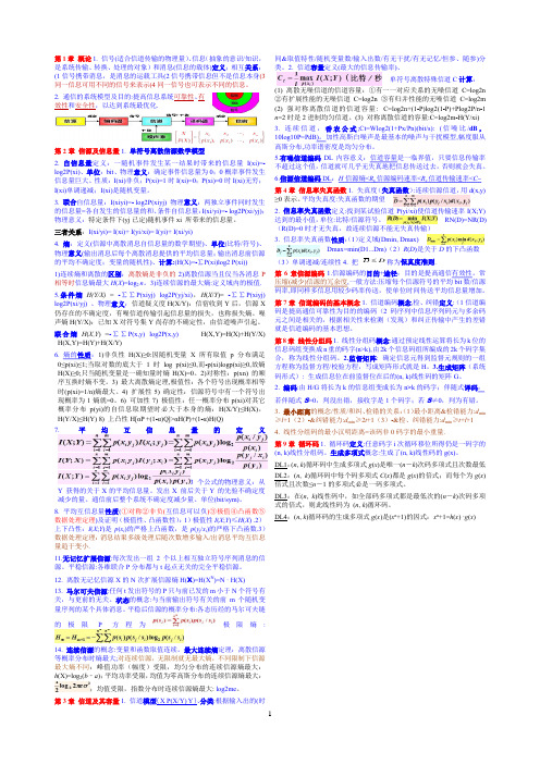 信息论与编码复习重点整理(1页版)