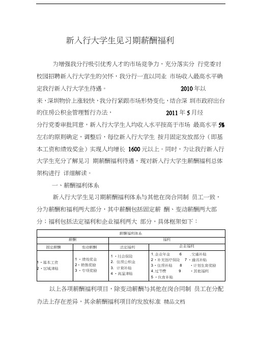 最新深圳建行新入行大学生见习期薪酬福利