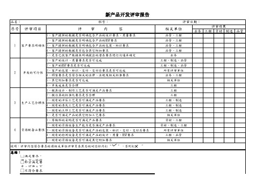 新产品开发评审报告表