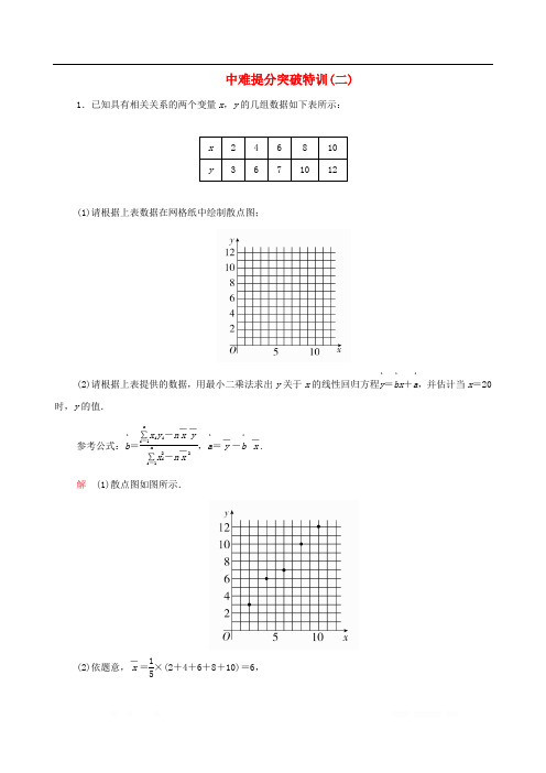 2020届高考文科数学大二轮复习冲刺经典专题中难提分突破特训二2