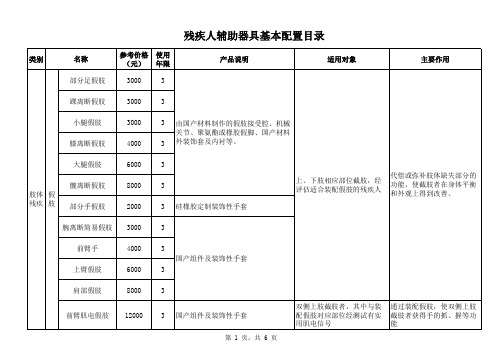 《残疾人辅助器具基本配置目录》