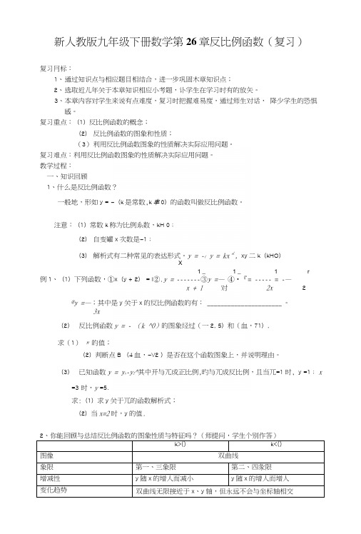 ☆_新人教版九年级下册数学第26章反比例函数(复习)(1).docx