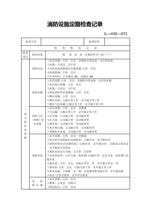 消防设施检查记录表