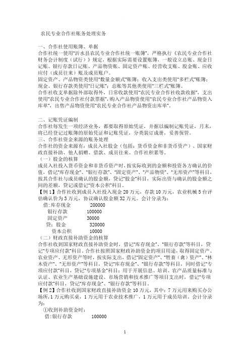 农民专业合作社账务处理实务