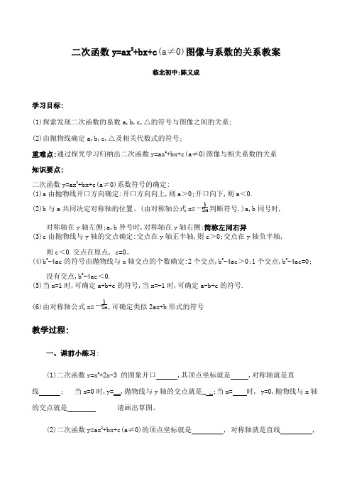 二次函数y=ax2+bx+c的图像与系数的关系教案doc
