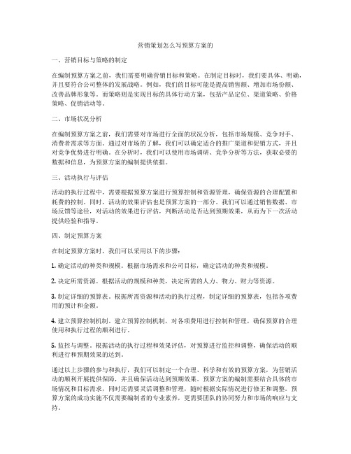 营销策划怎么写预算方案的