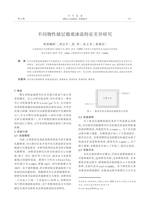 不同物性储层微观渗流特征差异研究