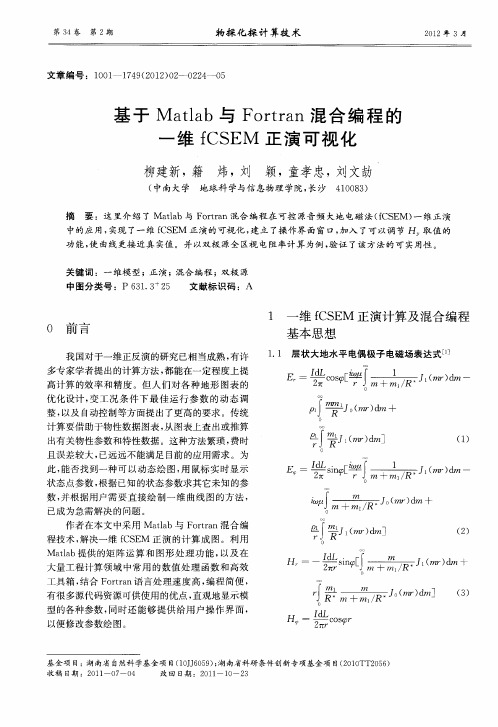 基于Matlab与Fortran混合编程的一维fCSEM正演可视化