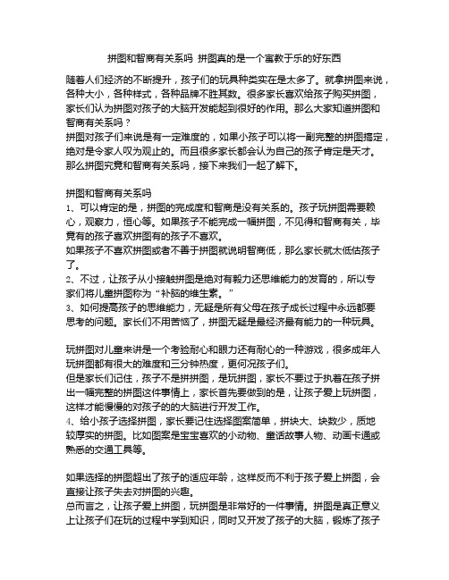 《拼图和智商有关系吗 拼图真的是一个寓教于乐的好东西》