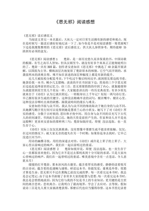 《思无邪》阅读感想