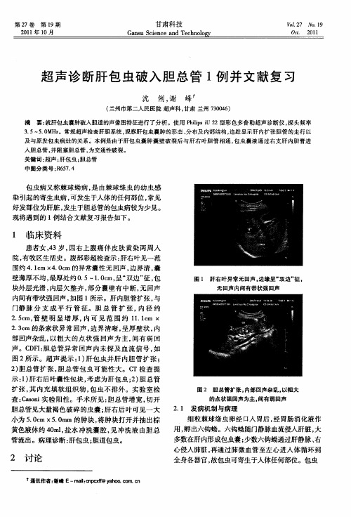 超声诊断肝包虫破入胆总管1例并文献复习