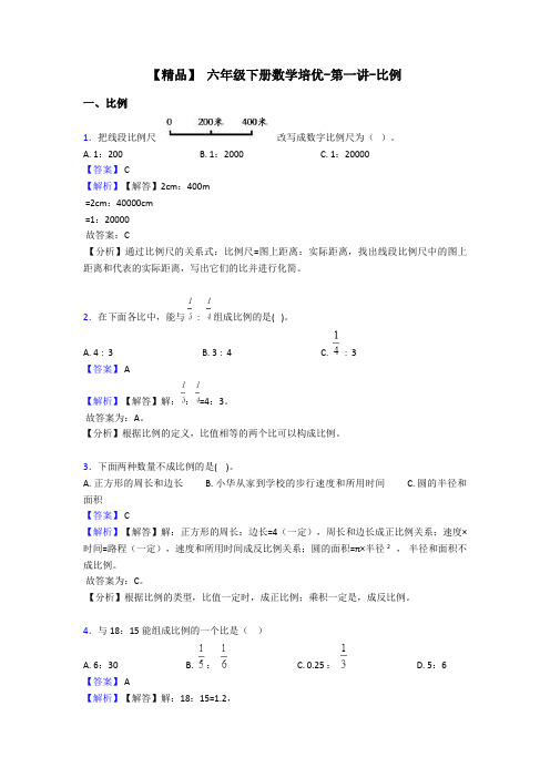 【精品】 六年级下册数学培优-第一讲-比例