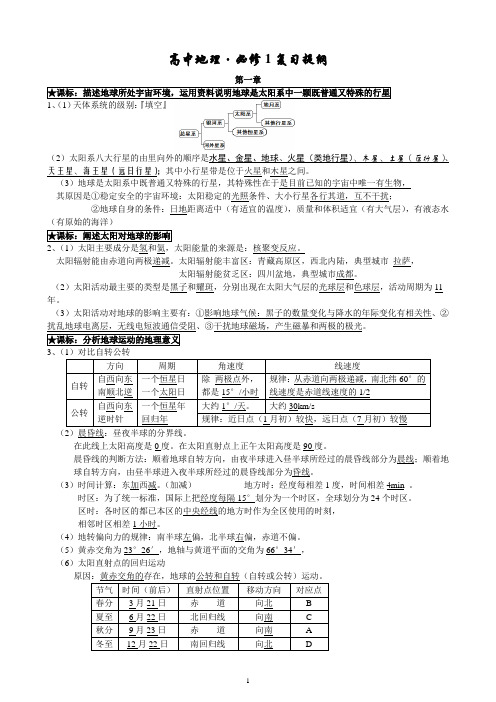 高中地理_必修1(中国地图出版社)复习提纲