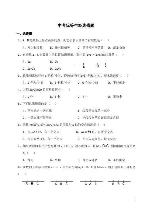 中考优等生经典错题