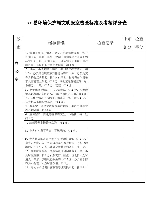 文明股室标准及考核评分表