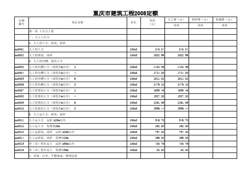 重庆08定额计价表