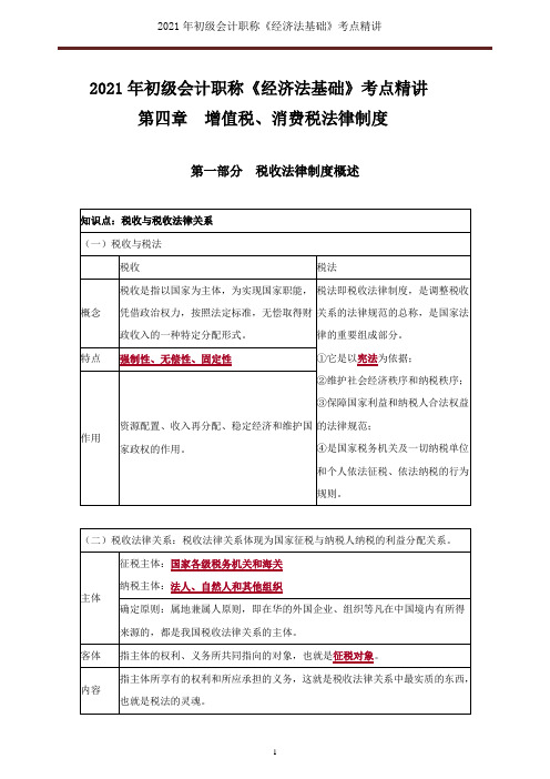 2021年初级会计职称《经济法基础》考点精讲--第4章 增值税、消费税法律制度