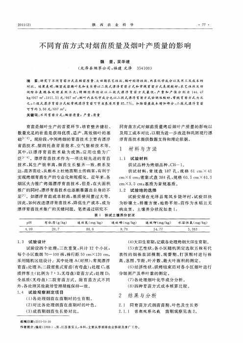 不同育苗方式对烟苗质量及烟叶产质量的影响