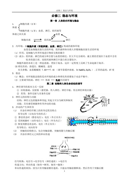 【高中必备考典】生物必修三提纲