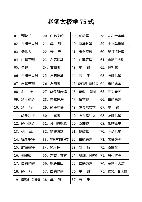 赵堡太极拳75式(最清晰、最完整、最方便)