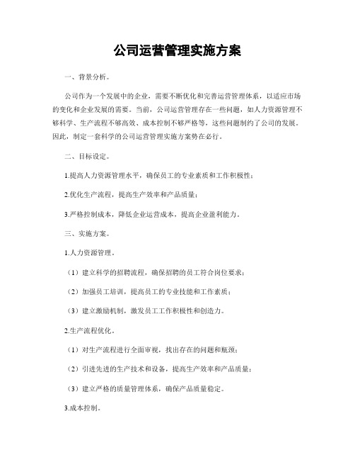 公司运营管理实施方案