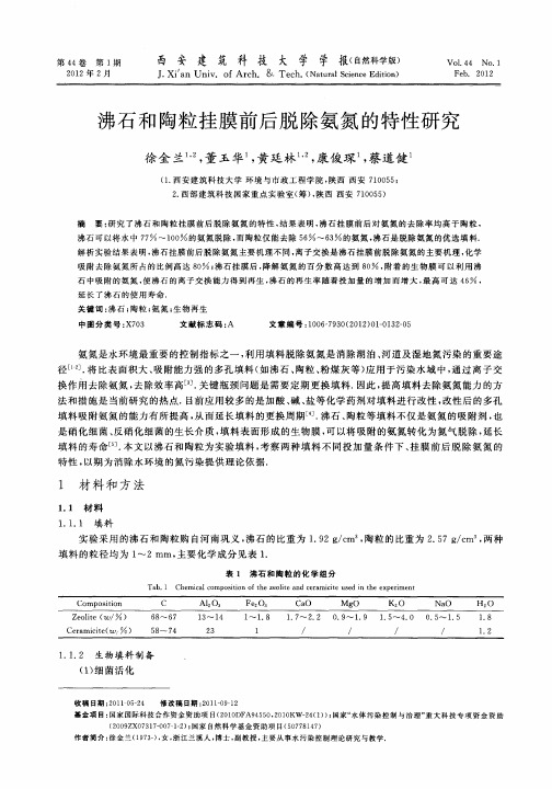 沸石和陶粒挂膜前后脱除氨氮的特性研究