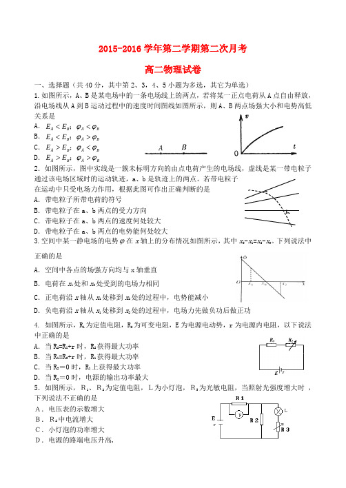 河南省叶县第二高级中学高二物理下学期第二次月考试题