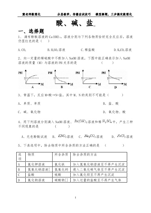 初中化学酸碱盐精华题目(济南)