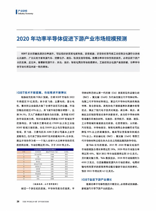 2020年功率半导体促进下游产业市场规模预测