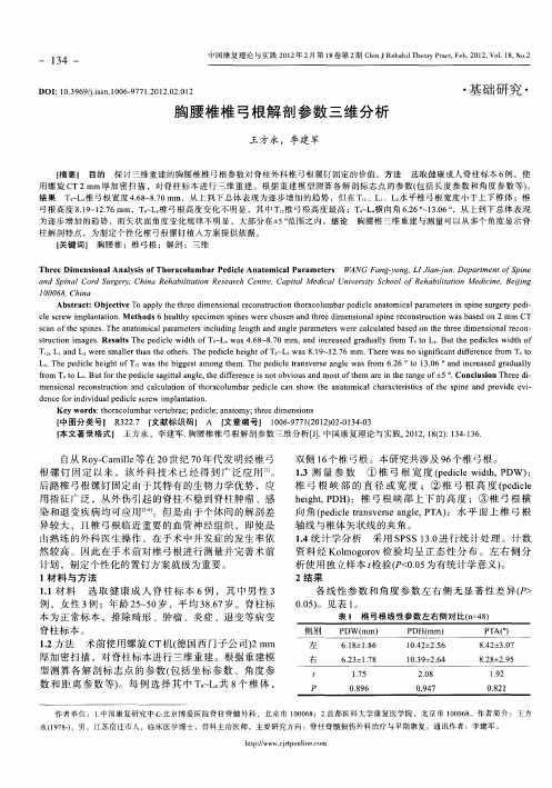 胸腰椎椎弓根解剖参数三维分析