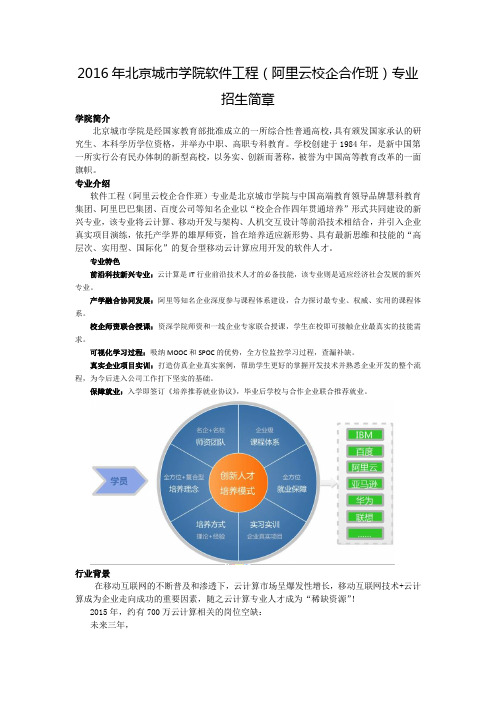 2016年城市学院软件工程专业招生简章