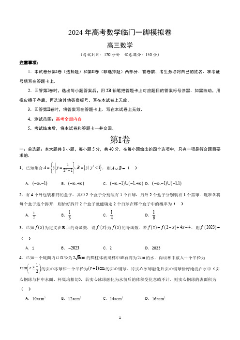 2024年高考数学临门一脚模拟卷(新高考)(含解析)